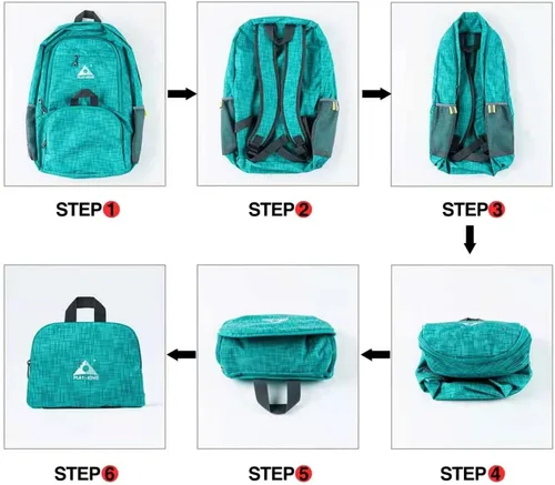 Vista 5 de PLAY-KING Mochila plegable impermeable ligera para ir de compras, viajes o senderismo, para hombres o mujeres Negro