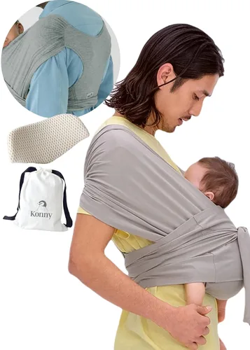 Vista 20 de Portabebés Konny Flex AirMesh con Soporte para la Cabeza - Canguro Ajustable, Fácil de Usar, Sin Manos, Fular Transpirable para Bebé, Perfecto
