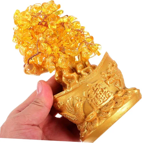 Vista 9 de LIFKOME Estatua única del árbol de la suerte del árbol del dinero del arte del cristal del adorno de la suerte para el regalo de la decoración china