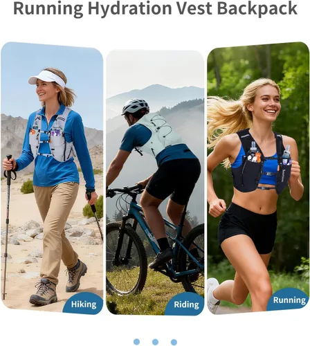 Vista 8 de Sportsnew Chaleco para correr para mujeres y hombres, mochila ligera de hidratación de 10L con bolsillo impermeable para teléfono, paquete