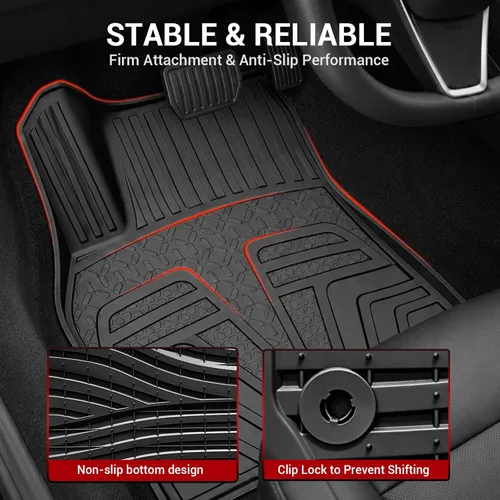 Vista 2 de MOSTPLUS Alfombrillas para Tesla Modelo Y Juniper 2025 2026 para todo tipo de clima, TPE con alfombrilla de carga trasera y alfombrilla de respaldo