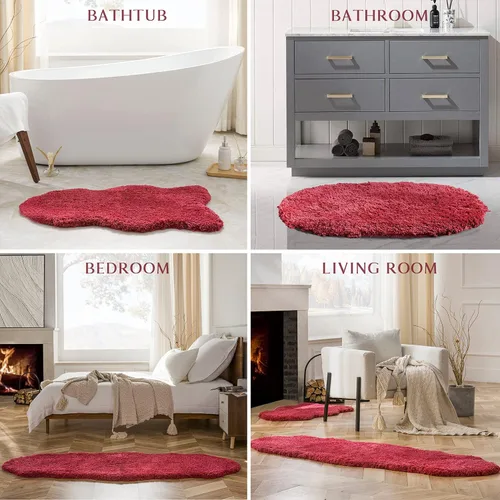 Vista 7 de Ashler Runners - Juego de 2 alfombras de baño largas antideslizantes, absorbentes de agua rojas, alfombras de ducha ultra suaves, alfombra de baño