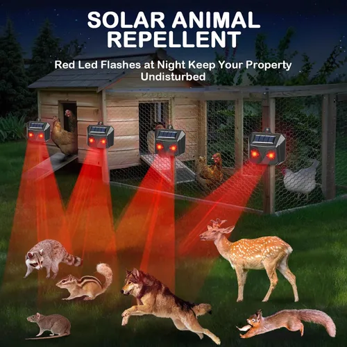 Vista 3 de Paquete de 4 repelentes solares nocturnos de animales con ojos de depredador, luces disuasorias impermeables para exteriores, para coyotes, ciervos