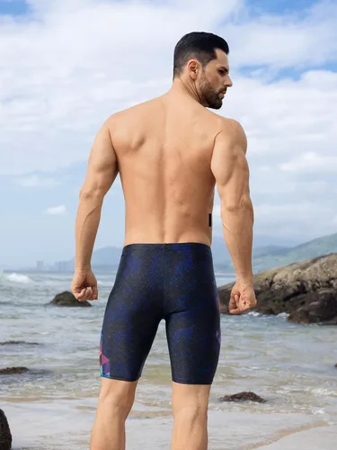 Vista 3 de 361 Bañadores tipo jammer para hombre, traje de baño de entrenamiento para carreras profesionales, resistente al cloro y duradero, traje de baño