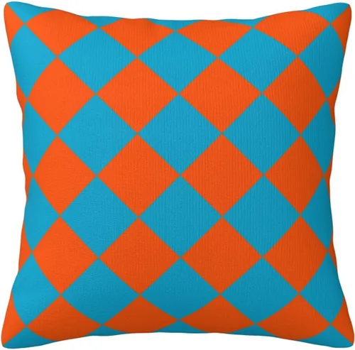 Vista 27 de Aspen - Fundas de almohada doradas y azul princesa a cuadros retro para sofá, fundas de cojín decorativas para decoración del hogar, habitación