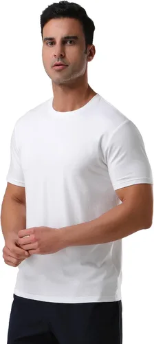 Vista 5 de Pioneer Camp Camiseta de viscosa de bambú para hombre, ultra suave, lisa, para hombre, refrescante, cuello redondo, casual, básica, camiseta