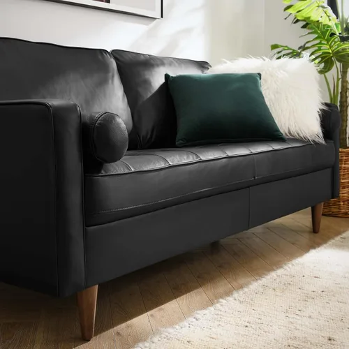 Vista 9 de Modway EEI-4633-BLK Valour - Sofá de cuero, color negro