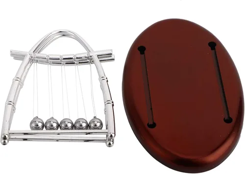 Vista 4 de Rengue Newtons Balance Balls Physics Pendulum, Silver, Plastic and Iron, 7.09x4.33x5.51 Inch, Educational Science Toy, Office Desk Decor Newtons