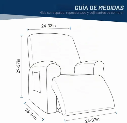 Vista 6 de Asnomy - Funda elástica para silla reclinable con bolsillos, 1 pieza (negro)