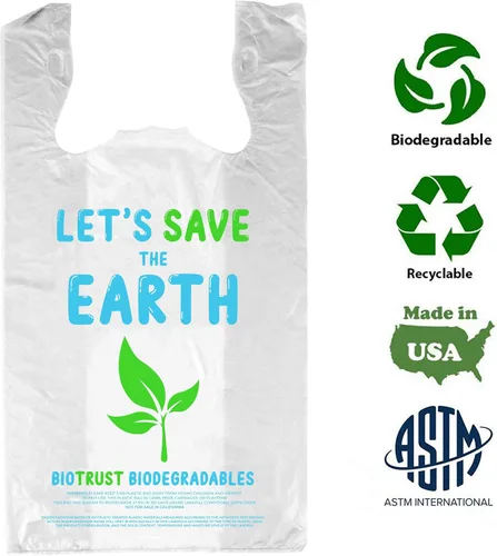 Vista 2 de Biorift Bolsas de agradecimiento 500 bolsas grandes a granel para camisetas con asas, bolsas de compras extragruesas y duraderas para comestibles