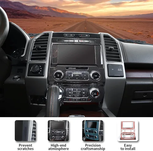 Vista 6 de JeCar Para F150 Cubierta de panel de tablero de consola central interior de fibra de carbono para Ford F150 2015-2020 Accesorios interiores