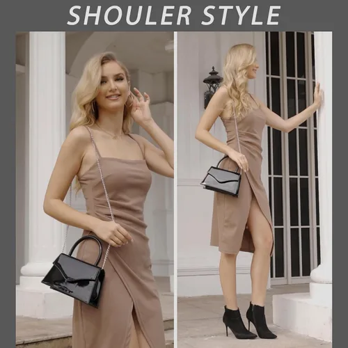 Vista 2 de Milisente Bolso de noche para mujer, bolso de mano para fiesta nupcial, bolsos de cóctel y baile de graduación con charol