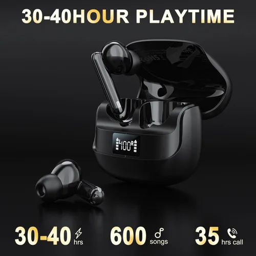 Vista 3 de Auriculares inalámbricos con cancelación de ruido, auriculares Bluetooth 5.4, sonido estéreo de graves grandes, 4 micrófonos ENC AI Clear