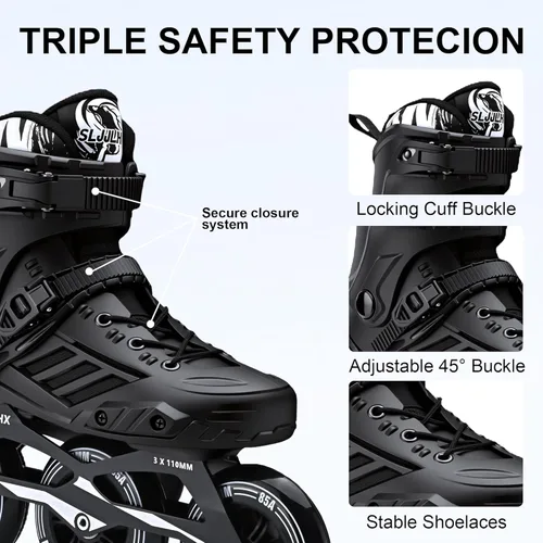Vista 2 de Patines en línea de 3 ruedas para hombres y mujeres, patines profesionales para hombres y mujeres, patines de velocidad de alto rendimiento