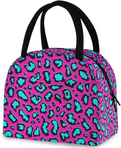 Vista 6 de Bolsa de almuerzo reutilizable con diseño de panal de abeja vintage, con bolsillo frontal, cierre de cremallera, bolsa térmica térmica