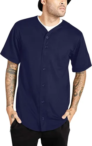 Vista 9 de Hat and Beyond camiseta de béisbol para hombre con botones hipster hip hop