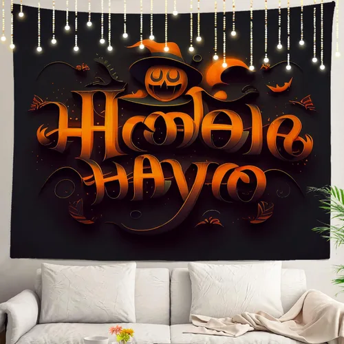 Vista 54 de Shrahala Modern Abstract Artwork Wall Tapestry, Orange Black Beige Wall Hanging Large Tapestry Decoration Polyester Fiber White Hem Around for Dorm