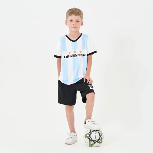 Vista 2 de BDONDON Camisetas de fútbol para niños y niñas, trajes de camiseta de entrenamiento de fútbol para niños y niñas, uniformes