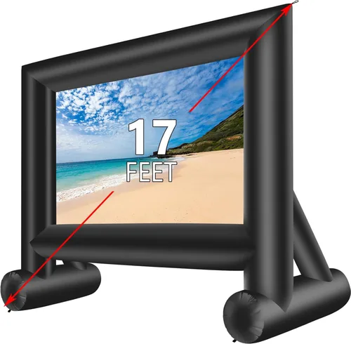 Vista 7 de XHYCPY Pantalla de proyector inflable de 15 pies para exteriores con soplador de aire y bolsa de almacenamiento, fácil de instalar, proyección