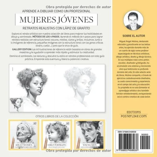 Vista 2 de Aprende a dibujar como un profesional. Mujeres Jóvenes. Retratos realistas con Lápiz de Grafito Belleza y carácter del espíritu juvenil