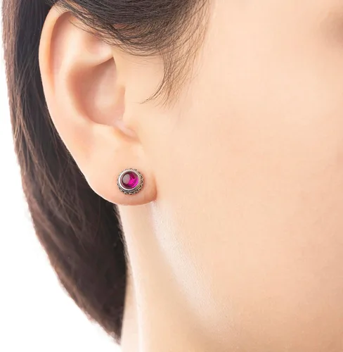Vista 59 de Aretes de plata de ley con piedra natal de cristal real, joyería para mujer, moda occidental 925, envejecida, bohemia, hecha a mano, el mejor regalo