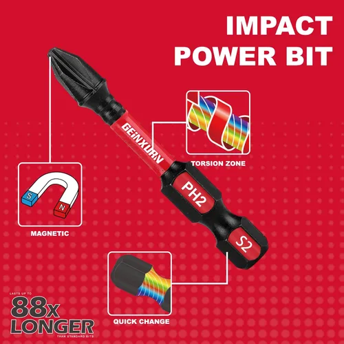 Vista 6 de GEINXURN Impact Tough - Juego de 23 brocas magnéticas mezcladas para destornillador, juego de puntas de destornillador de acero de aleación S2 con 1