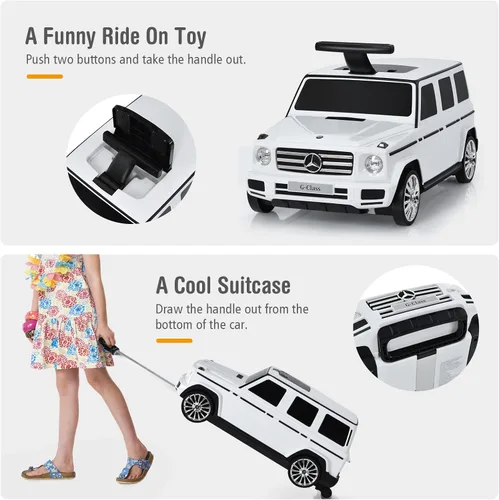 Vista 3 de Costzon Equipaje rodante para niños equipaje de viaje 2 en 1 para niños juguete de montar pies a suelo para niños pequeños automóvil deslizante