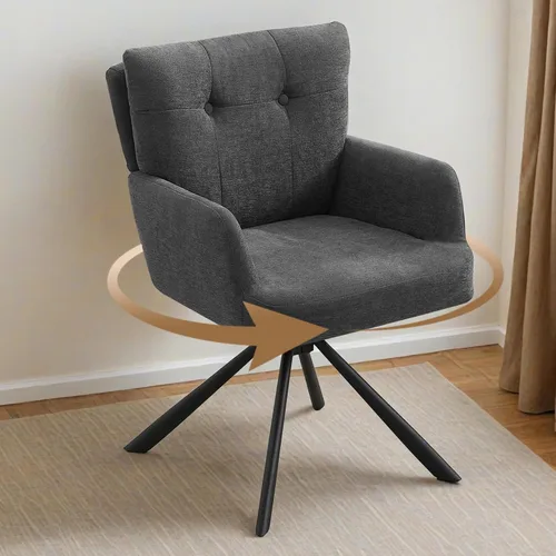 Vista 18 de WUTUTUEE Silla de comedor de piel sintética, moderna, cómoda, giratoria, silla de comedor tapizada con respaldo medio, silla de escritorio sin