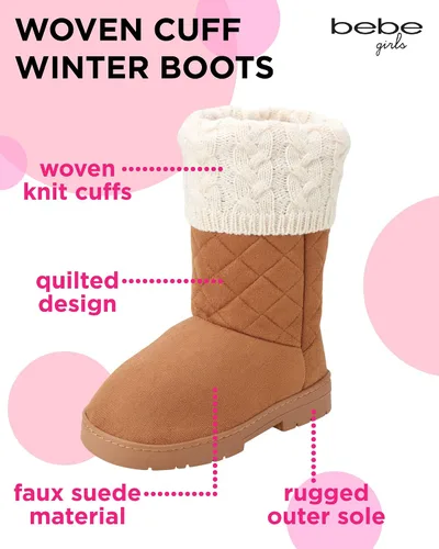 Vista 2 de bebe Botas de invierno para niñas - Botas de invierno tejidas acolchadas con forro de calcetín de puño giratorio niñoniña