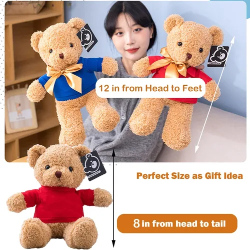 Vista 3 de Oso de peluche personalizado con texto + foto, oso de San Valentín, animales de peluche, juguetes de peluche como regalos personalizados para Negro