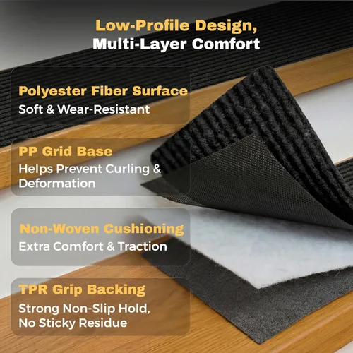 Vista 3 de MBIGM Alfombra antideslizante para peldaños de 30 x 30 pulgadas, alfombra de seguridad antideslizante y resistente al deslizamiento, color negro