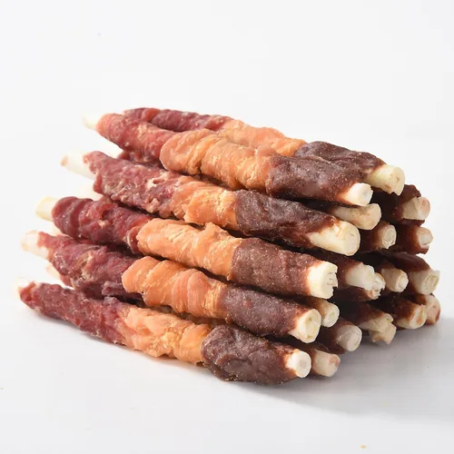 Vista 12 de Pawmate Dog Treats Chicken Wrapped Rawhide Donut Masticables de larga