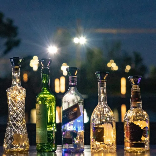 Vista 4 de VOOKRY - Luces de botella de vino con corcho, funciona con pilas, luces de cadena de hadas, mini luces de alambre de cobre para bricolaje, fiesta