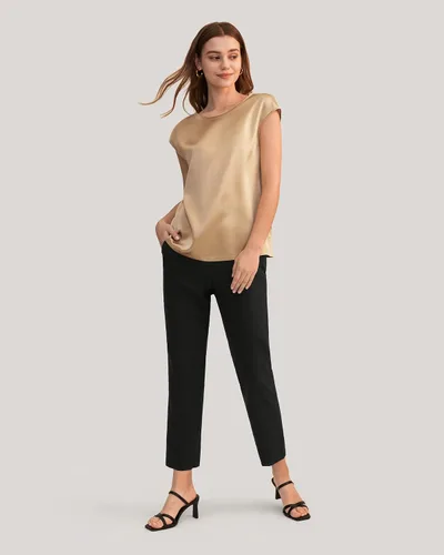 Vista 6 de LilySilk Blusa de seda para mujer, de manga corta, para verano, fresca, cómoda, Charmeuse
