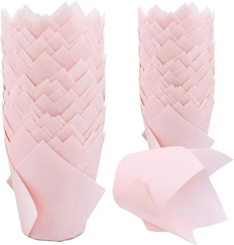 Vista 10 de 150 piezas de forros para magdalenas y cupcakes con tulipán, tazas de papel para hornear, envoltorios para cupcakes a prueba de grasa