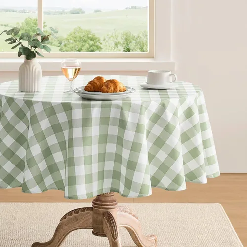 Vista 9 de Mantel a cuadros rectangular de gingham, impermeable, sin arrugas, manteles de búfalo a cuadros para mesa, lavables para comedor, fiestas y picnic