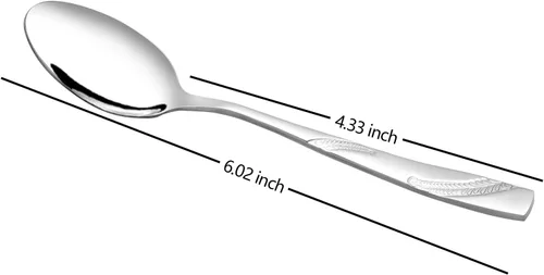 Vista 3 de Cuchara de postre de acero inoxidable de 16 piezas, juego de cubiertos de cuchara de postre de 6.02 pulgadas 6.02-Inch, Dessert Spoons, Cutlery