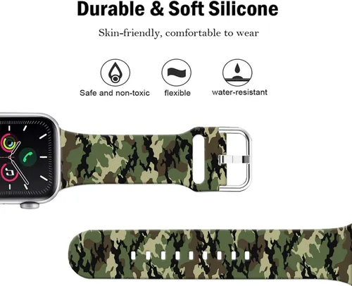 Vista 3 de Correas de silicona suaves compatibles con Apple Watch Band de 1.496 in 1.575 in 1.614 in 1.654 in 1.732 in 1.772 in 1.811 in 1.929 in, correa