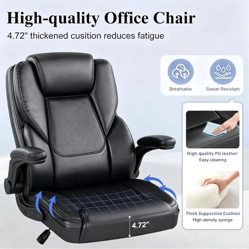 Vista 7 de AnyGod Executive Office Chair, Comfy Computer Chair with Flip-Up Armrests Adjustable Lumbar Support, PU Leather, Swivel Task Chair, Home Office
