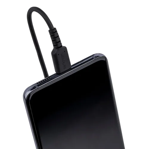 Vista 5 de StarTech Cable USB-C a USB-C en espiral de 1.6 pies / 19.7 in, negro, 3A, USB 2.0