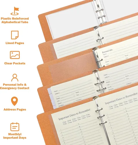 Vista 3 de Happyaokeland Libreta de direcciones rellenable con pestañas alfabéticas, libreta de teléfonos de tapa dura 648 libreta de contactos con bolsillos