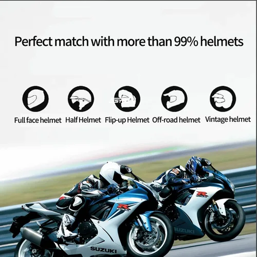 Vista 7 de Auriculares de intercomunicación Bluetooth para casco de motocicleta, 2 conductores de comunicación de 1000 M, IP67 impermeable, llamadas manos