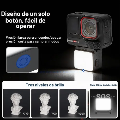 Vista 3 de JJC Luz LED magnética para Insta360 Ace Pro 2,IPX5 Impermeable,Modo SOS