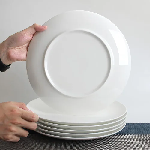 Vista 6 de YFWOOD Juego de 6 platos llanos de cerámica, platos de ensalada de 8 pulgadas, mesa redonda de porcelana contemporánea, adecuados para postres