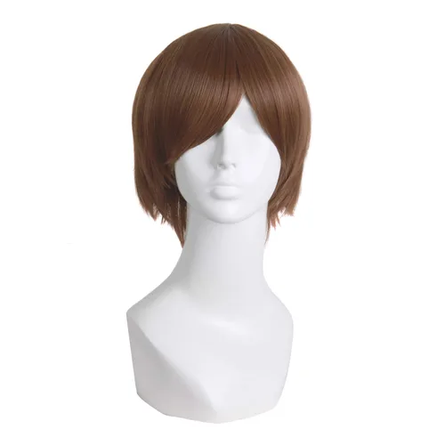 Vista 15 de MapofBeauty 12 pulgadas/30 cm Hombres corto recto Cosplay traje peluca, negro