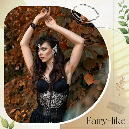 Vista 7 de Zeyune Halloween Renaissance Fairy Accessories Set, Elf Headpiece