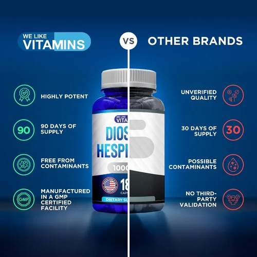 Vista 10 de We Like Vitamins Diosmina Hesperidina 1000 mg – 180 cápsulas – Suministro para 90 días – Suplemento de diosmina y hesperidina – Ayuda a apoyar