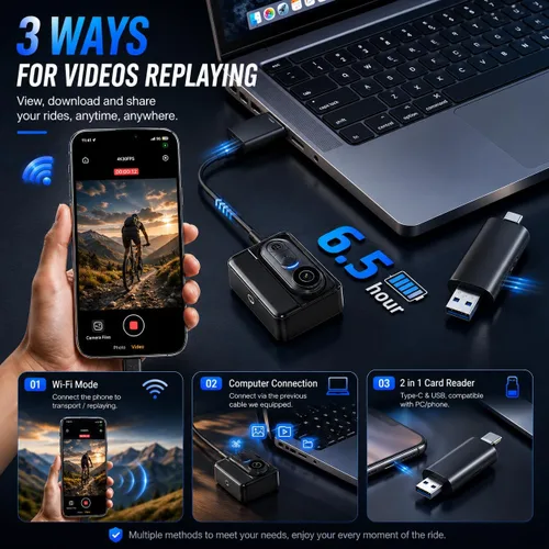 Vista 7 de Mini cámara corporal portátil 4K – Cámara de acción magnética tamaño pulgar de 64 GB, estabilización de 6 ejes, grabación de audio/video, POV manos