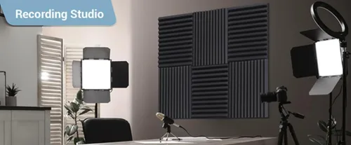 Vista 8 de Vachella Paneles de espuma acústica autoadhesivos, paneles de pared absorbentes de sonido de alta densidad para estudio en casa, sala