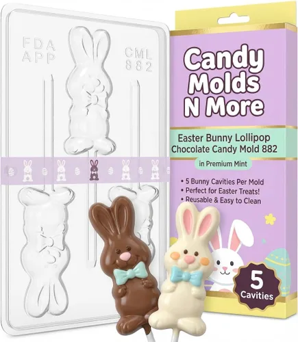 Vista 6 de Molde de caramelo de chocolate con piruleta de conejo de Pascua 882
